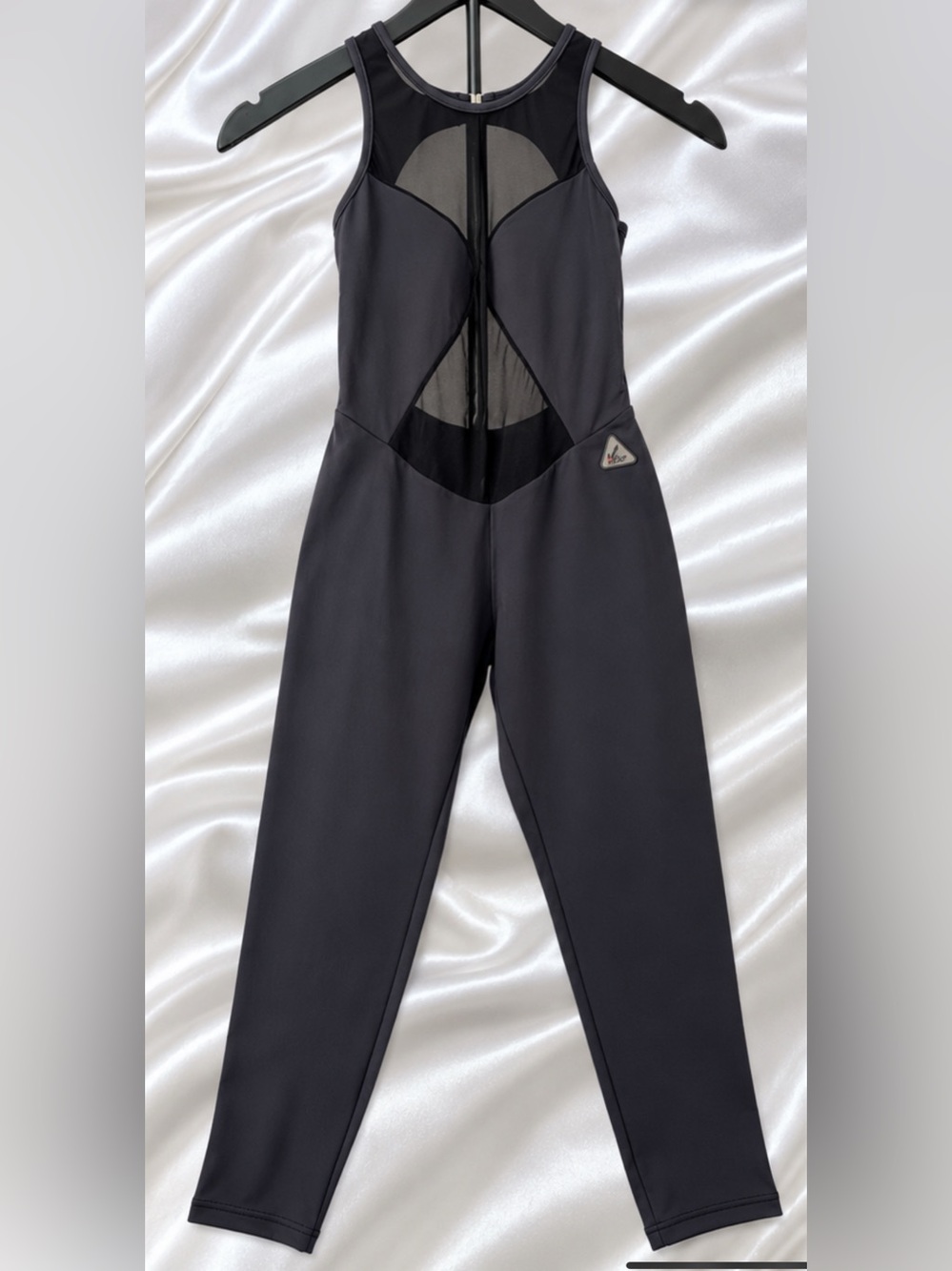 Vibe Brazilian Fitness Jumpsuit Black Mesh Panel Workout One Piece